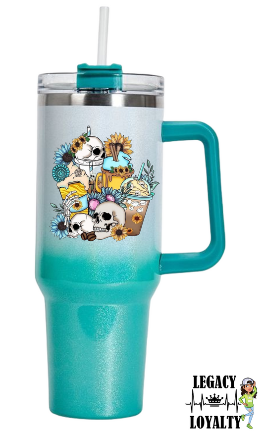Skulls and Sunflowers 40 oz tumbler