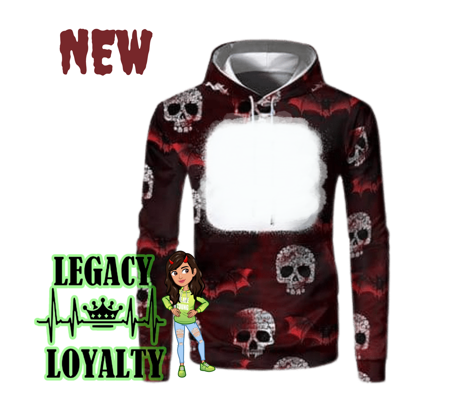 skulls and Bats Sublimation Sweatshirt blank