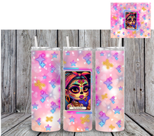 Load image into Gallery viewer, Sugar Skull Pink Zodiac Sign Tumbler
