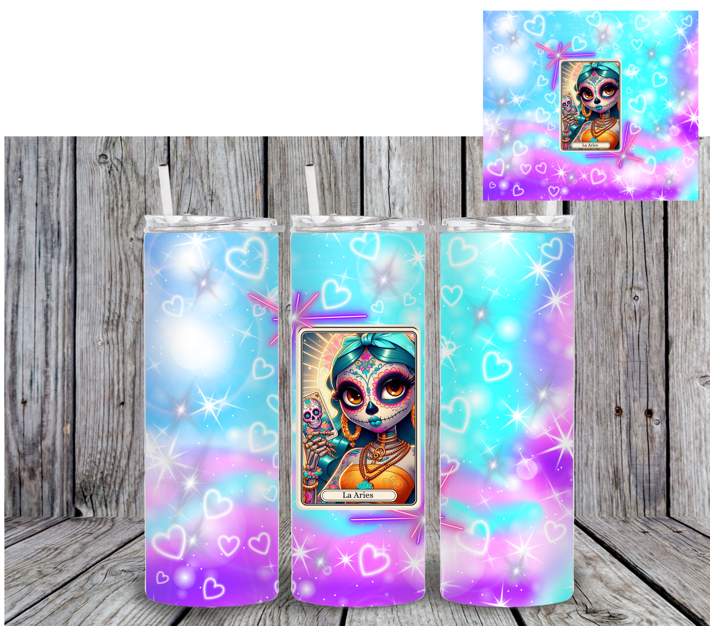 Sugar Skull Zodiac Sign Tumbler