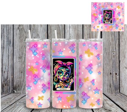 Sugar Skull Pink Zodiac Sign Tumbler