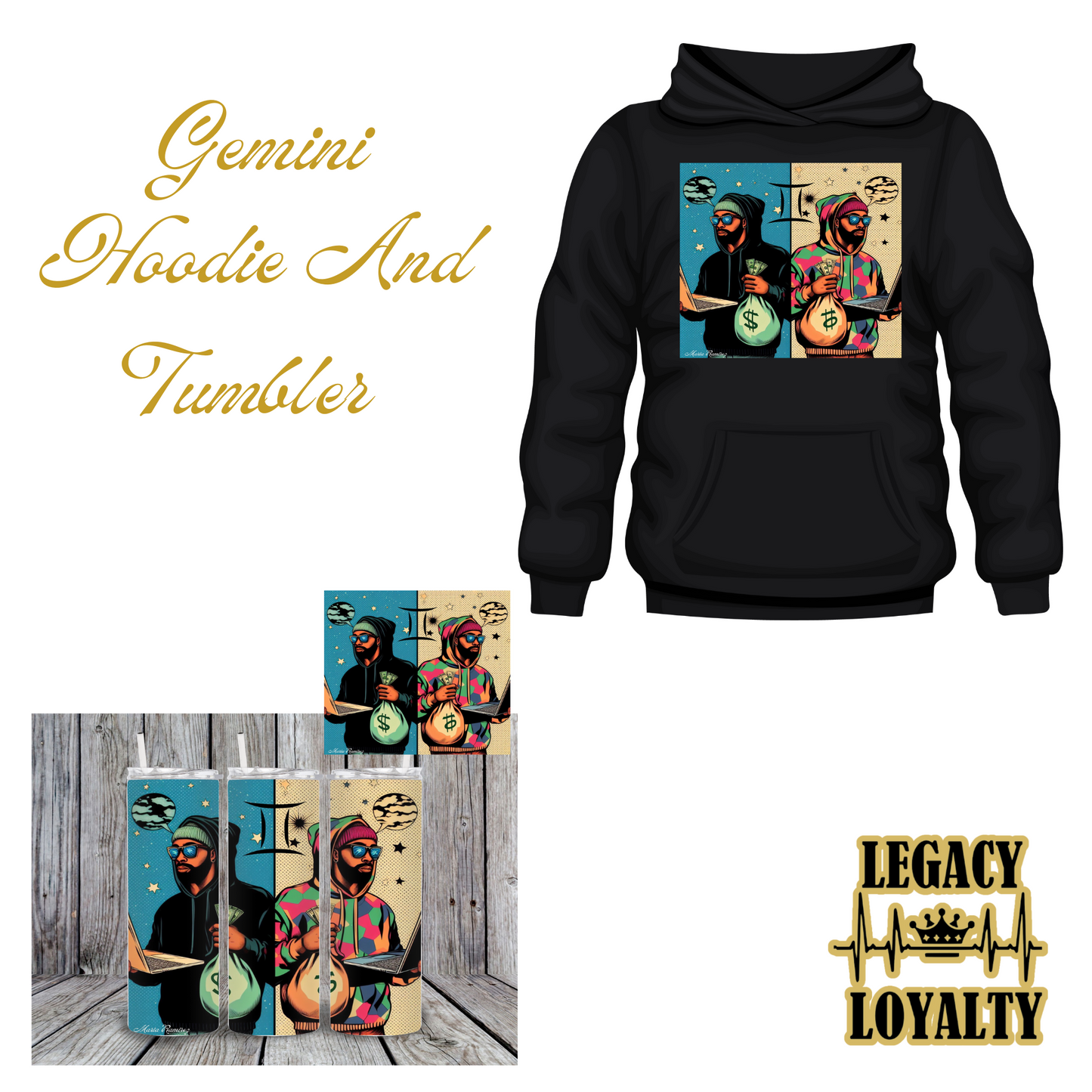 Gemini Zodiac Hoodie and Tumbler Gift Set