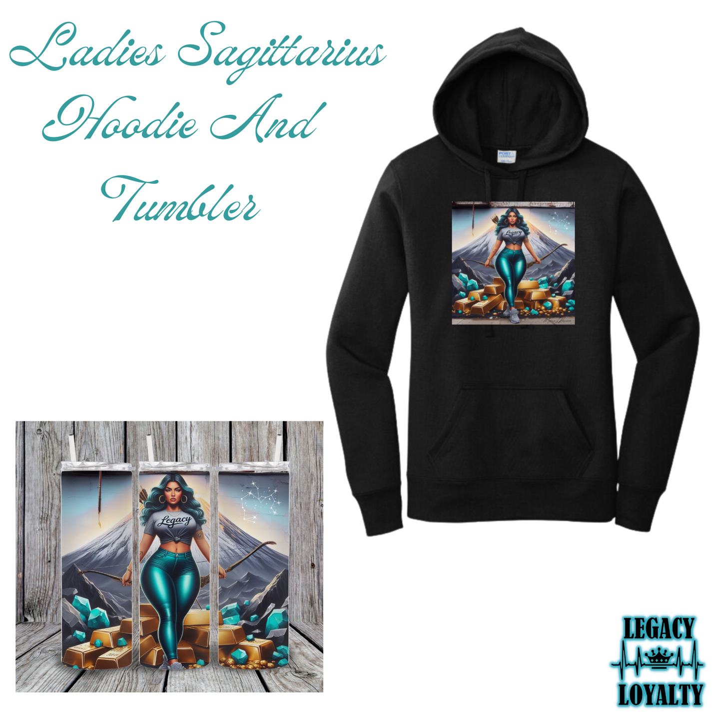 Sagittarius Zodiac Sign Hoodie and Tumbler Gift Set Feminine