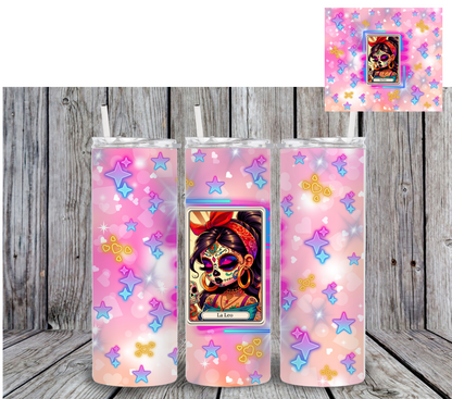 Sugar Skull Pink Zodiac Sign Tumbler