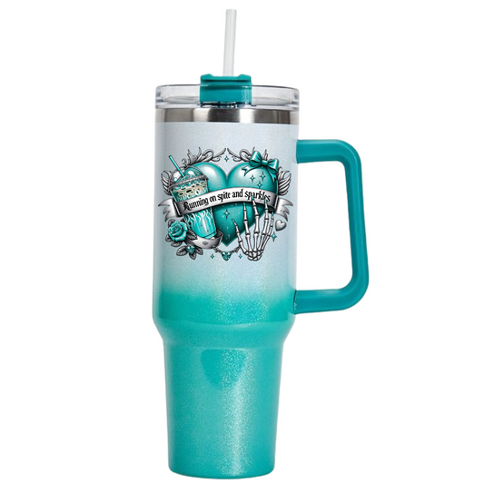 Running on Spite and Sparkles 40 oz Tumbler