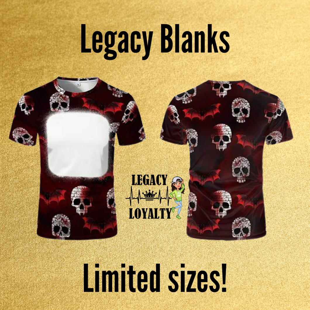 Legacy Skulls and Bats Sublimation blank T shirt