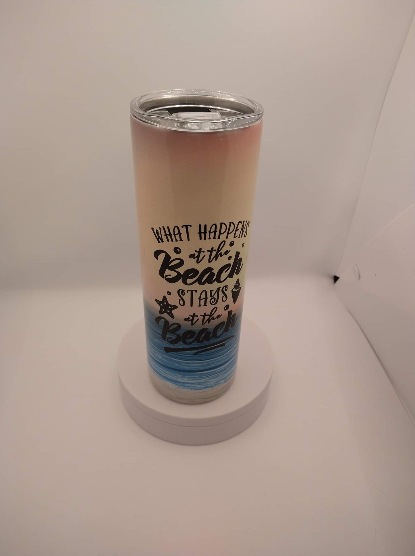 What Happens at the Beach Custom Tumbler